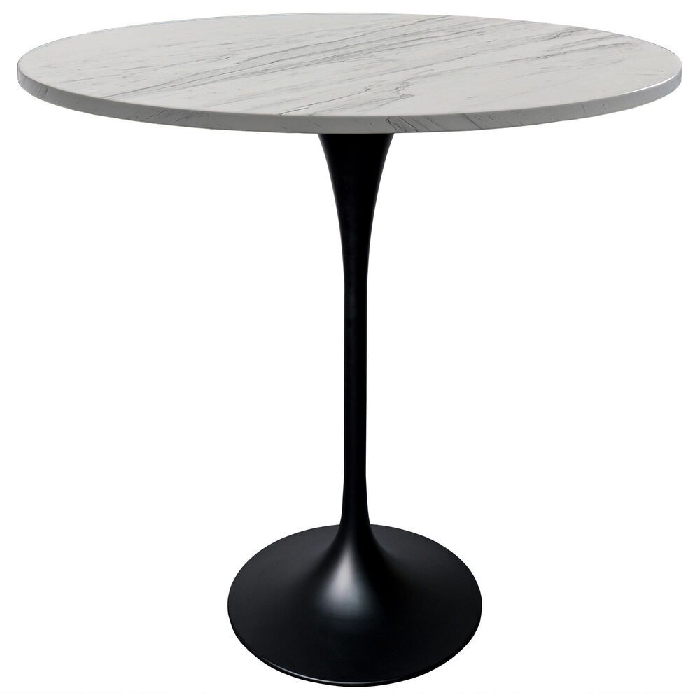 Leisuremod Verve 36" Round Bar Height Dining Table with Resin Top in Black and White - Table Only, , large