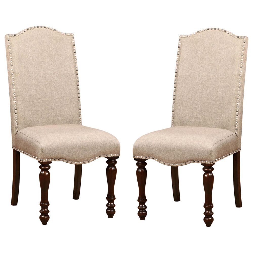 Furniture of America Ward Side Chair in Beige (Set of 2), , large