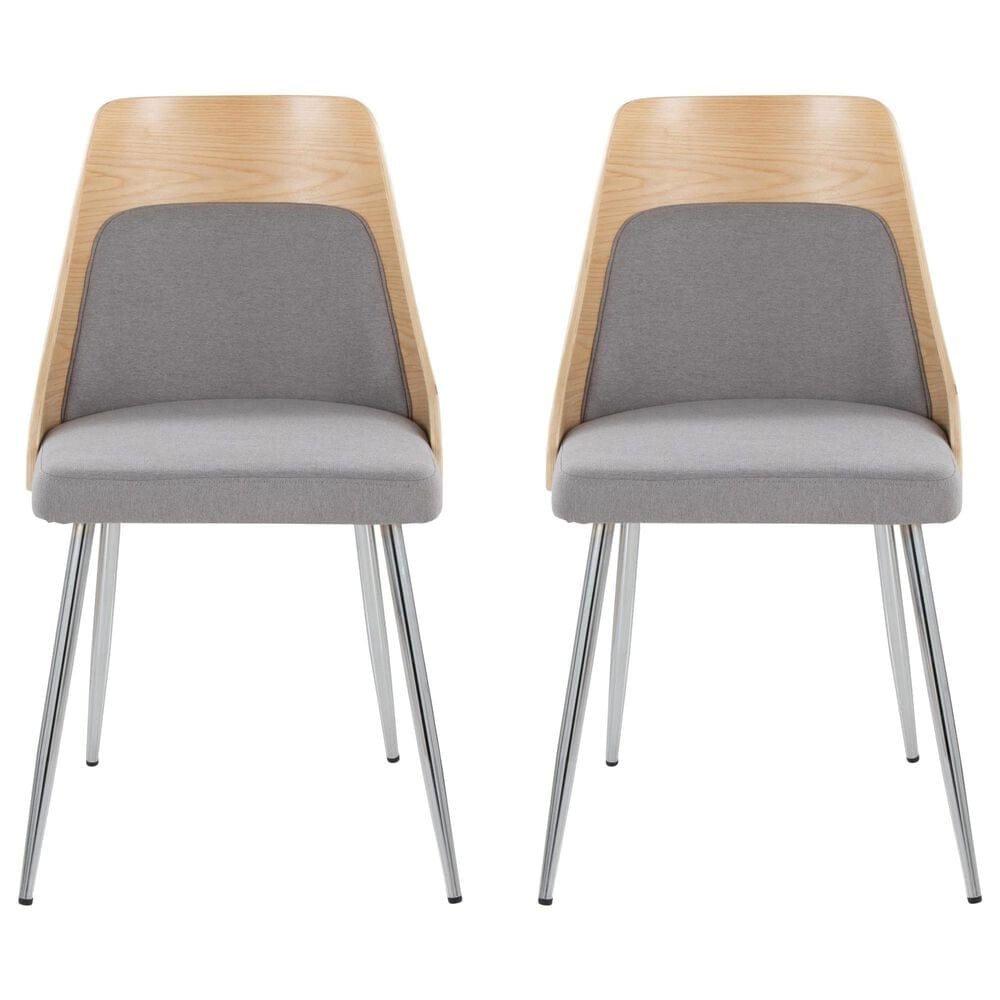 Lumisource Anabelle Side Chair with Grey Cushion in Chrome and Natural &#40;Set of 2&#41;, , large