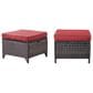 Sunwell Garden Outdoor Ottoman with Brown Rattan in Red (Set of 2), , large