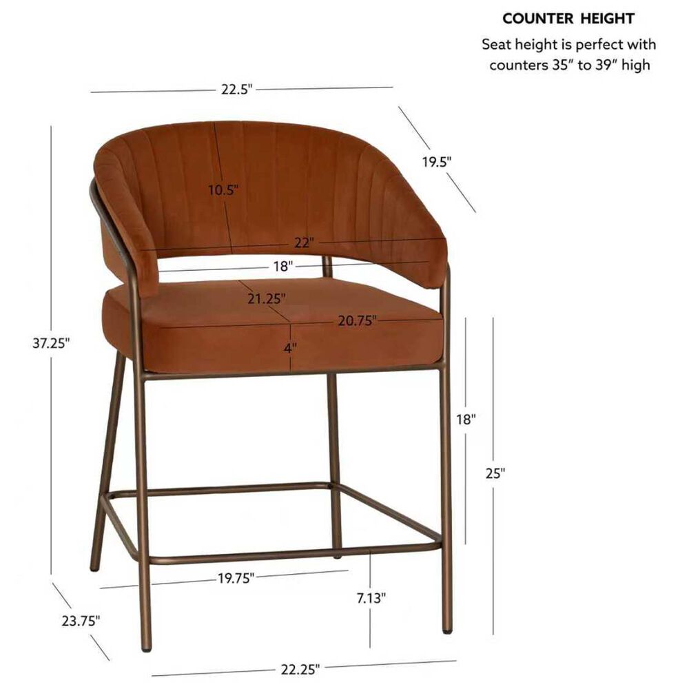 Linon Home Decor Prestwick Counter Stool with Caramel Cushion in Antique Bronze (Set of 2), , large