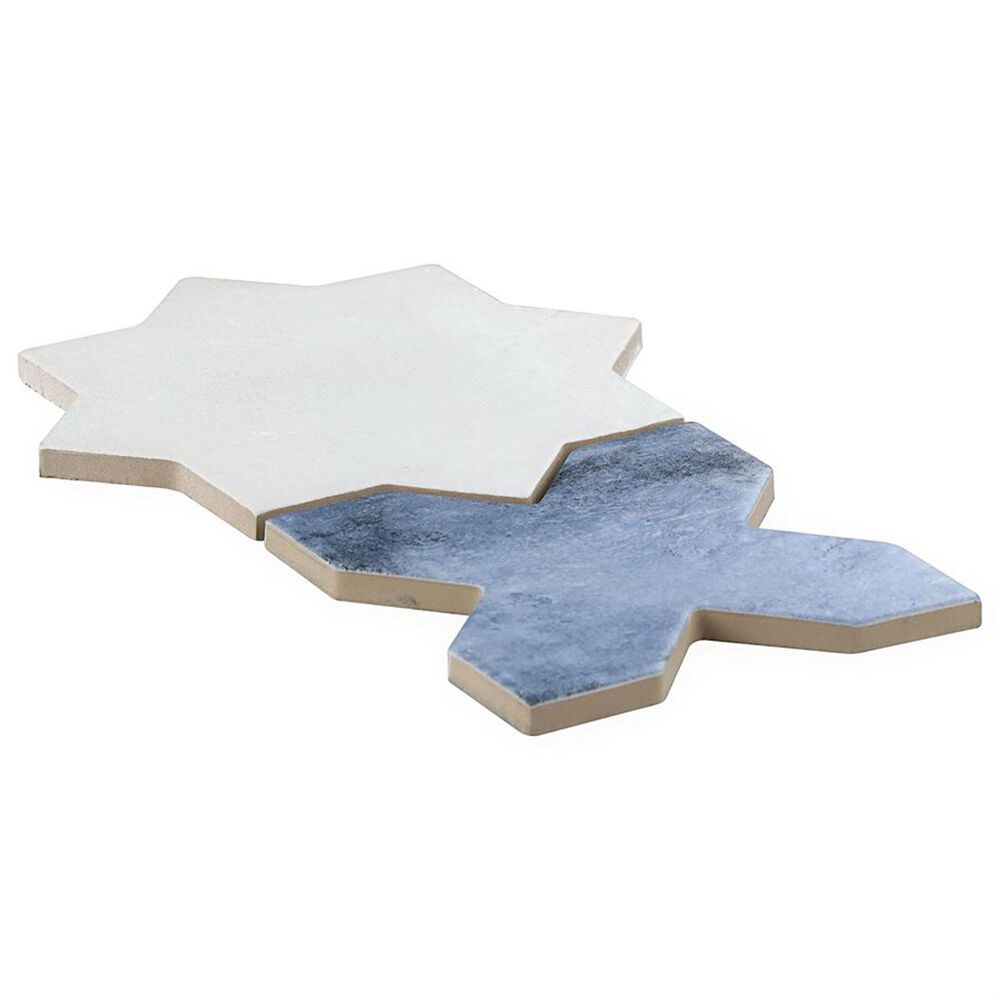 Soho Studio Malta White Star and Denim Blue Cross 6" x 6" Matte Porcelain Tile Kit, , large