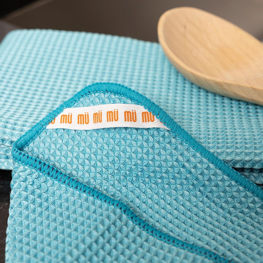 Mukitchen Microfiber Waffle Weave Dish Cloth in Sea Blue &#40;Set of 3&#41;, , large