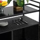 Hearth and Haven Patio Bar Cart with Glass Top and Storage Cabinet in Black, , large