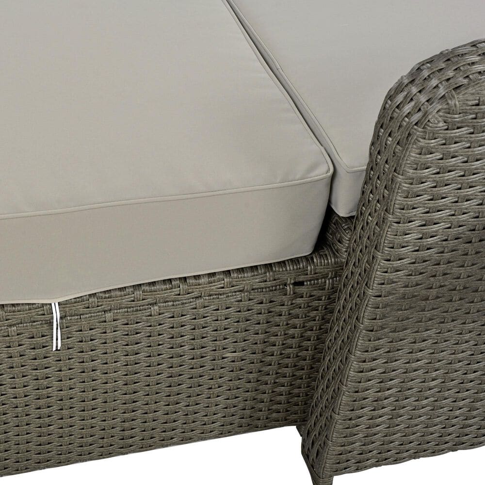 HOMLUX Wicker Rattan Double Chaise Lounge in Grey, , large