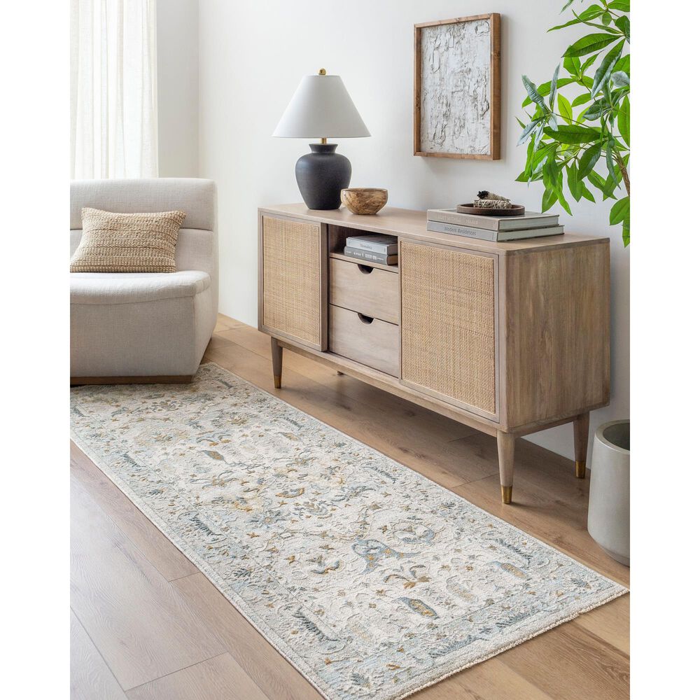 Surya Dresden Off-White, Taupe, Dusty Sage, Deep Teal, Light Gray, Olive and Mustard 2'7" x 7'3" Runner, , large