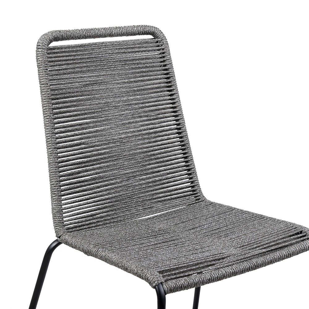 Blue River Shasta Outdoor Dining Chair with Gray Rope Seat in Black (Set of 2), , large