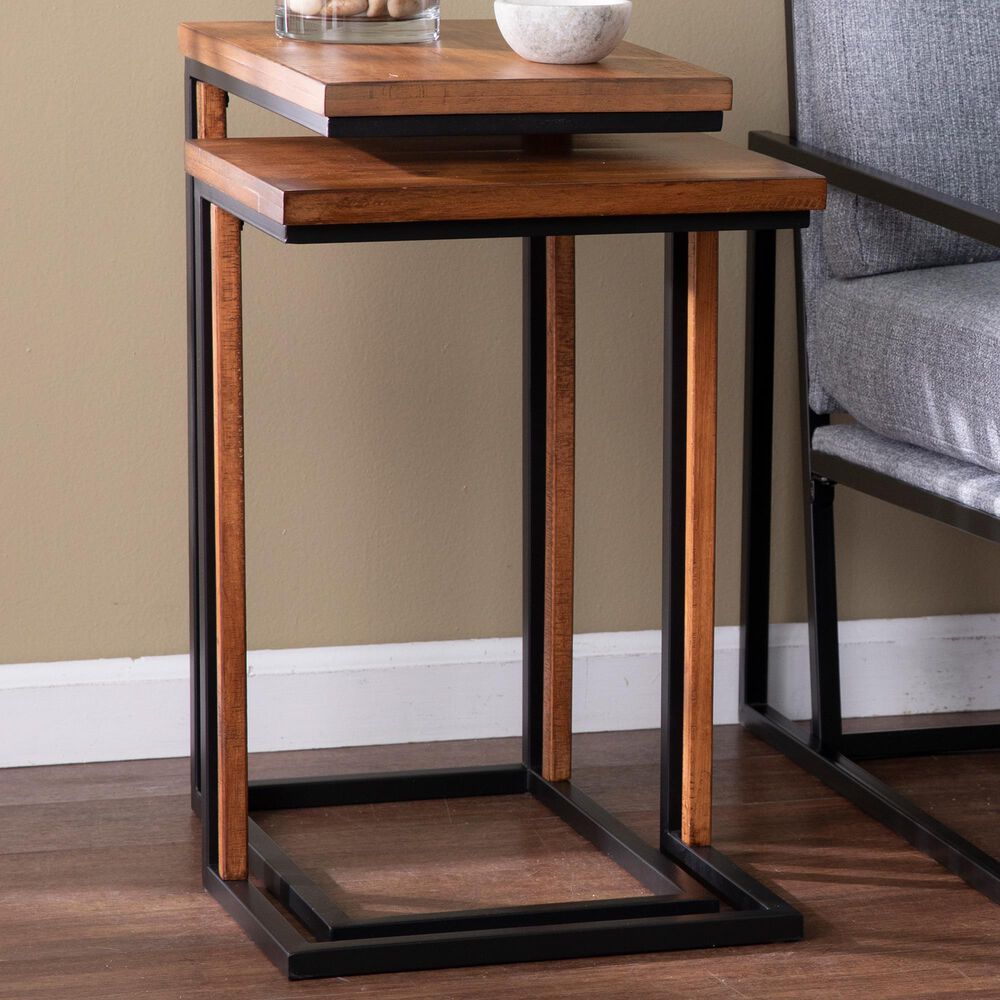 Southern Enterprises Sabanti Nesting Tables in Brown and Black (Set of 2), , large