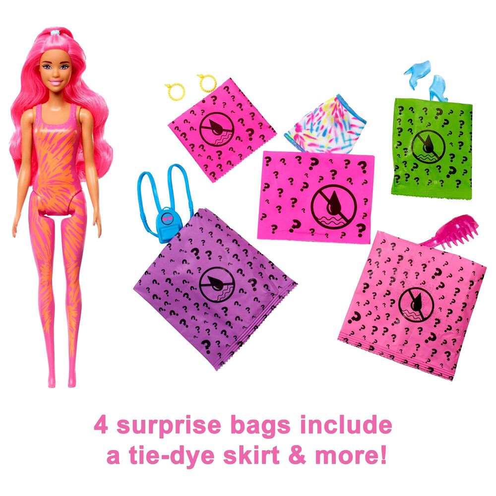 Barbie Barbie Color Reveal Doll with 7 Unboxing Surprises, Neon TieDye