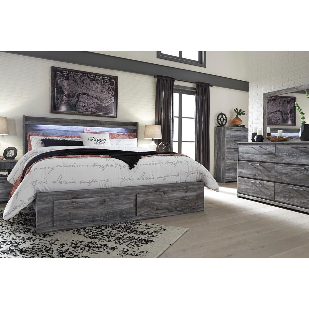 Ashley Baystorm King Panel Bed with 2 Storage Drawers in Gray, , large
