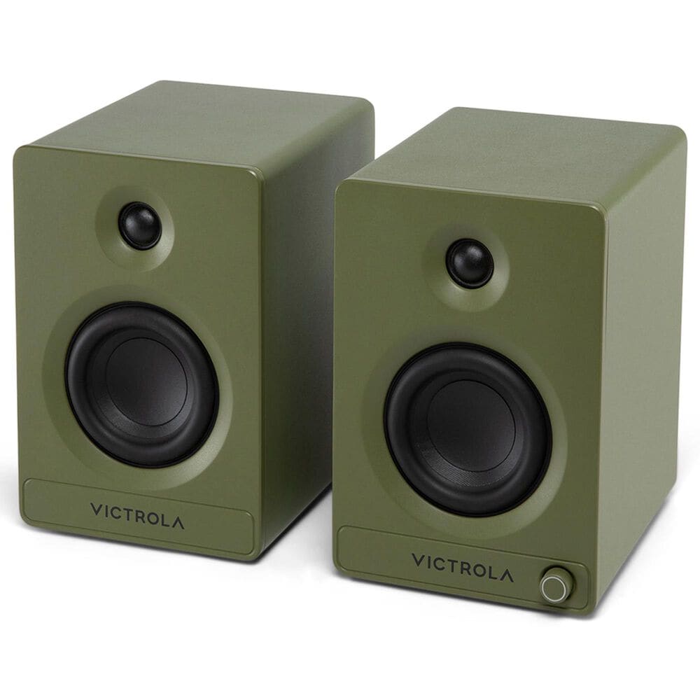 Victrola Tempo Bluetooth Bookshelf Speaker in Matte Green (Pair), , large