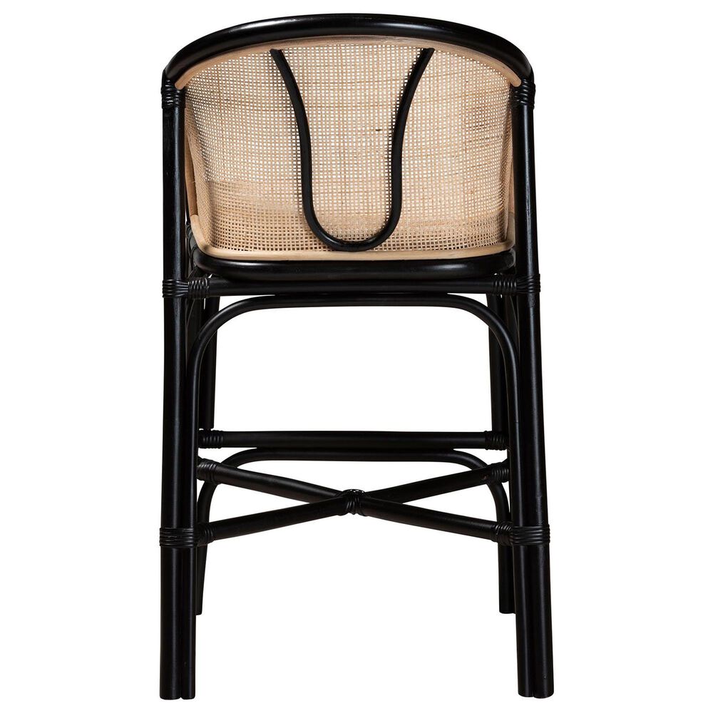 Baxton Studio Miranda Counter Stool in Black and Natural Brown, , large