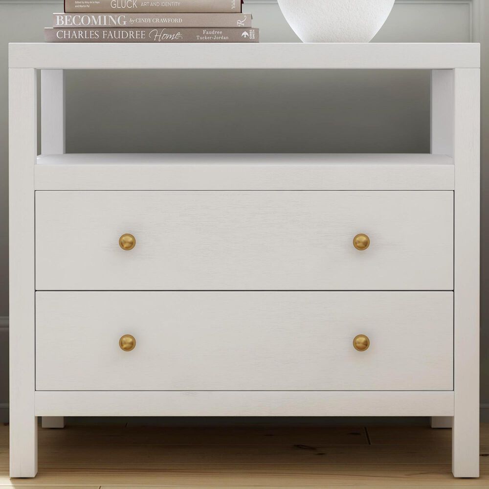 Butler Specialty Company Nora 2-Drawer Wide Nightstand with Open Shelf in Textured White, , large