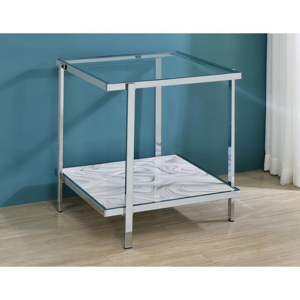 Steve Silver Mike End Table in White, , large