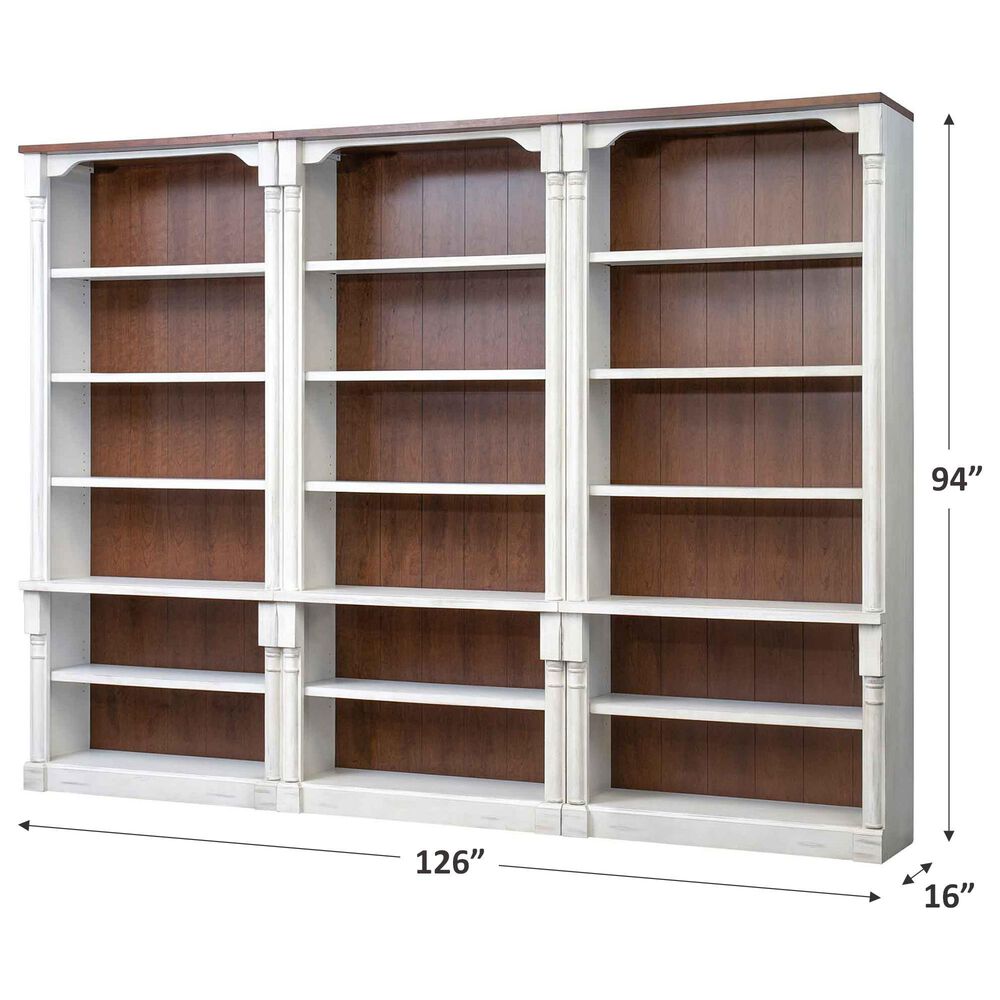 Wycliff Bay Durham 6-Shelf Bookcase in Weathered White and Cherry &#40;Set of 3&#41;, , large