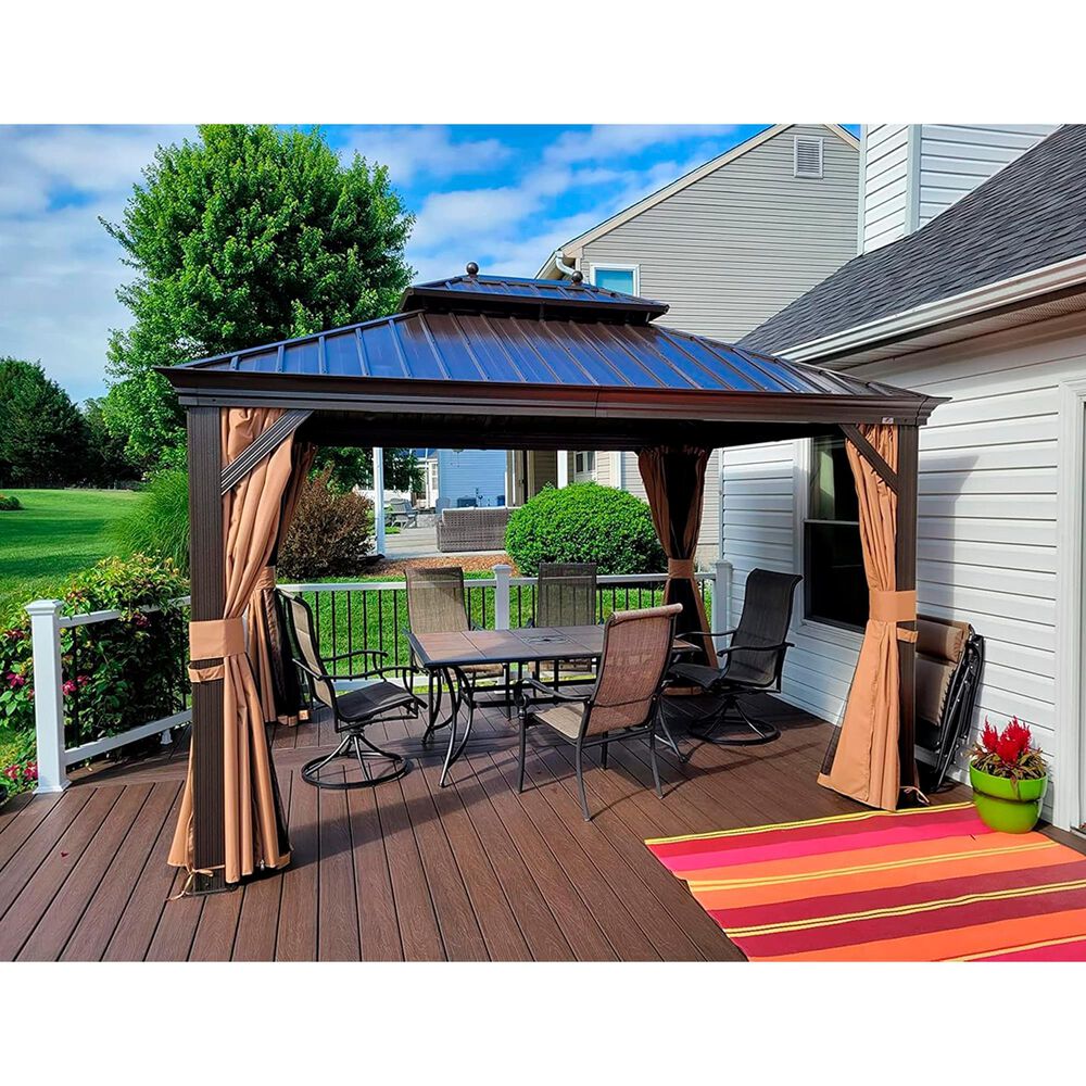 HOMLUX 10' x 14' Hardtop gazebo with double roof in Bronze, , large