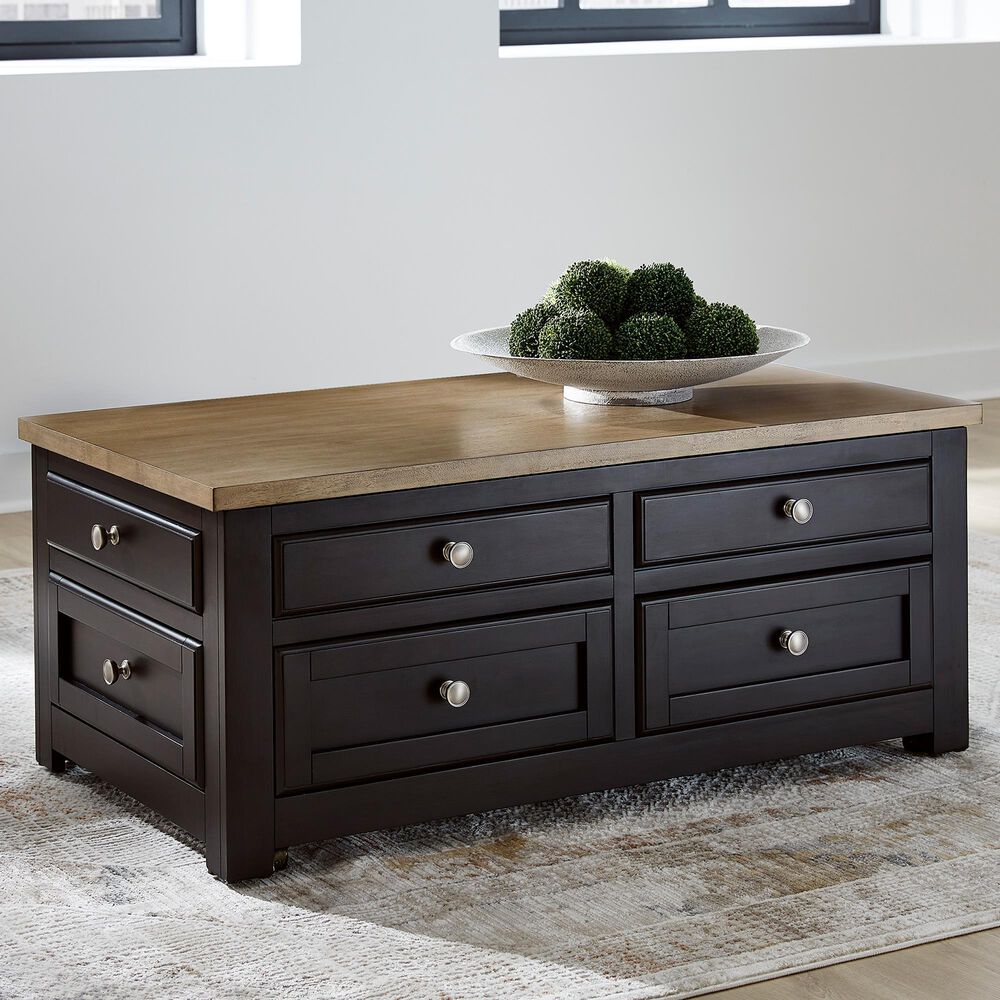 Ashley Drazmine Lift-Top Coffee Table in Brown and Dark Chocolate, , large