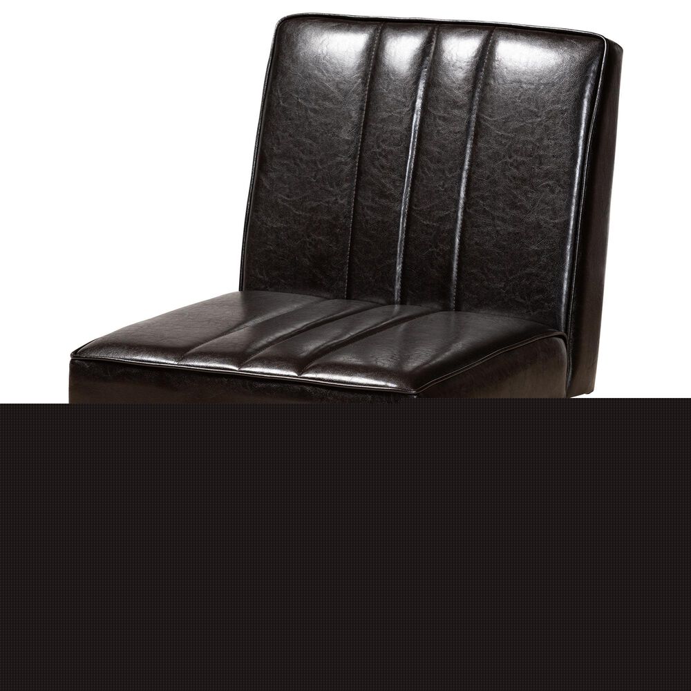 Baxton Studio Daymond Side Chair with Dark Brown Faux Leather in Walnut Brown, , large