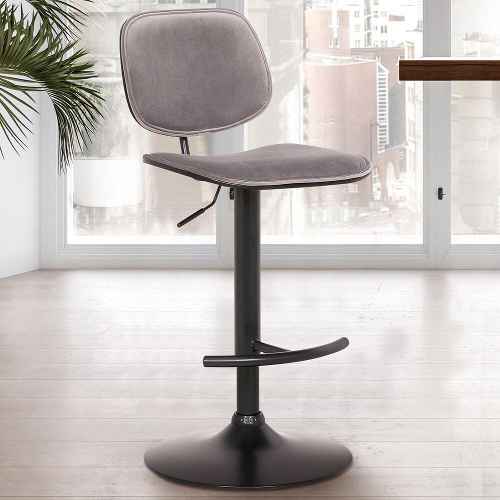 Blue River Nancy Adjustable Swivel Barstool in Black, , large