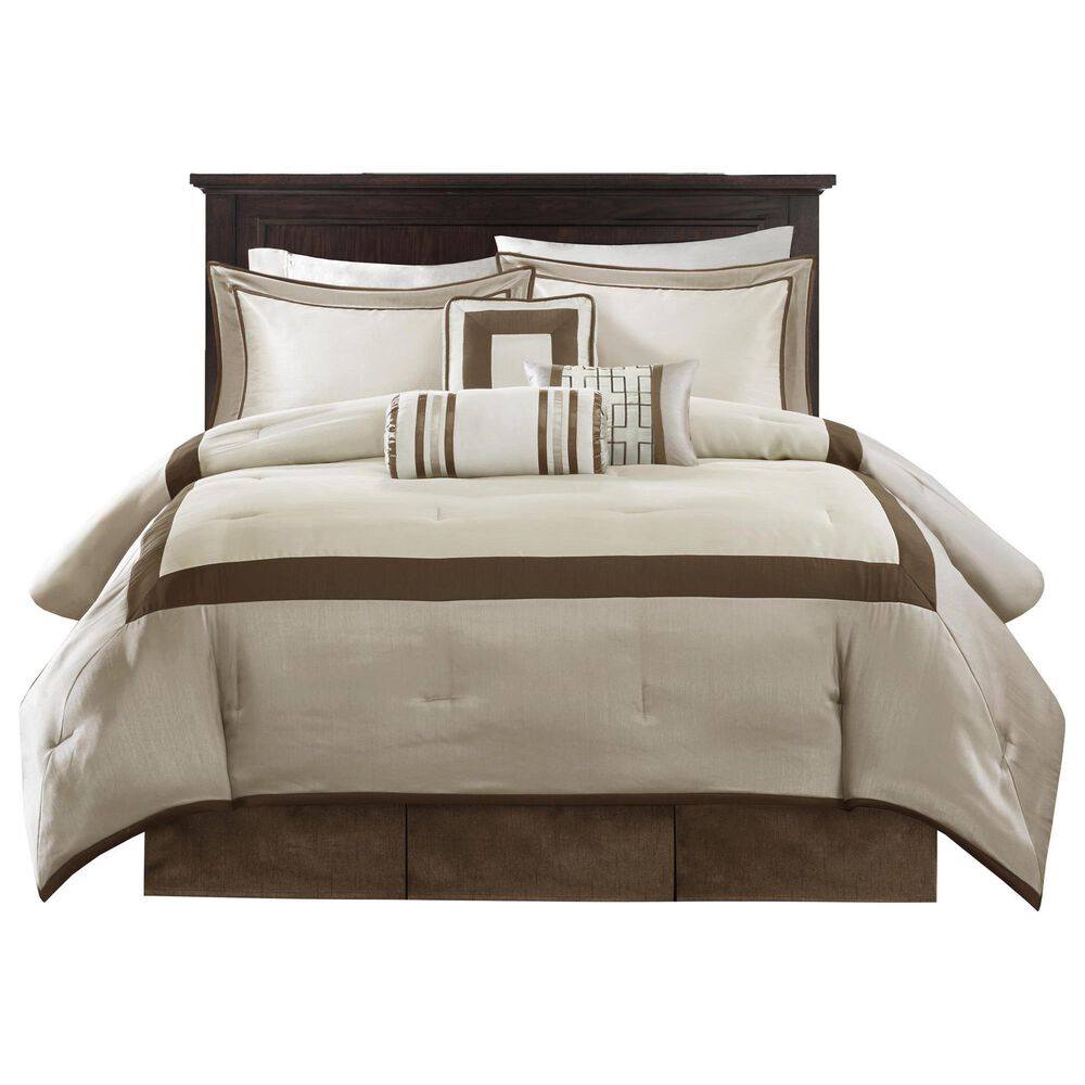 Hampton Park Genevieve 7-Piece Queen Comforter Set in Taupe and Brown, , large