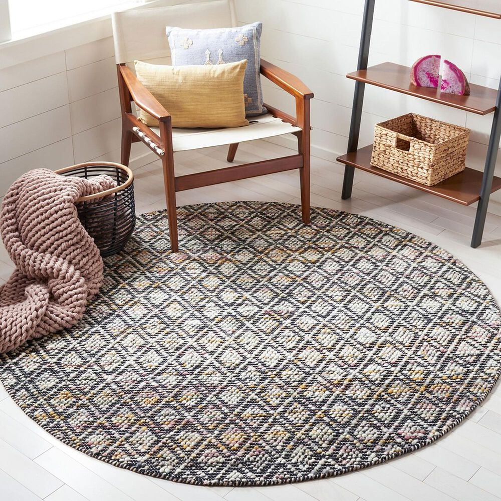 Safavieh Natura NAT615Z 6&#39; Round Ivory and Black Area Rug, , large