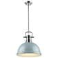 Golden Lighting Duncan 1-Light Pendant with Rod and Seafoam Shade in Chrome, , large