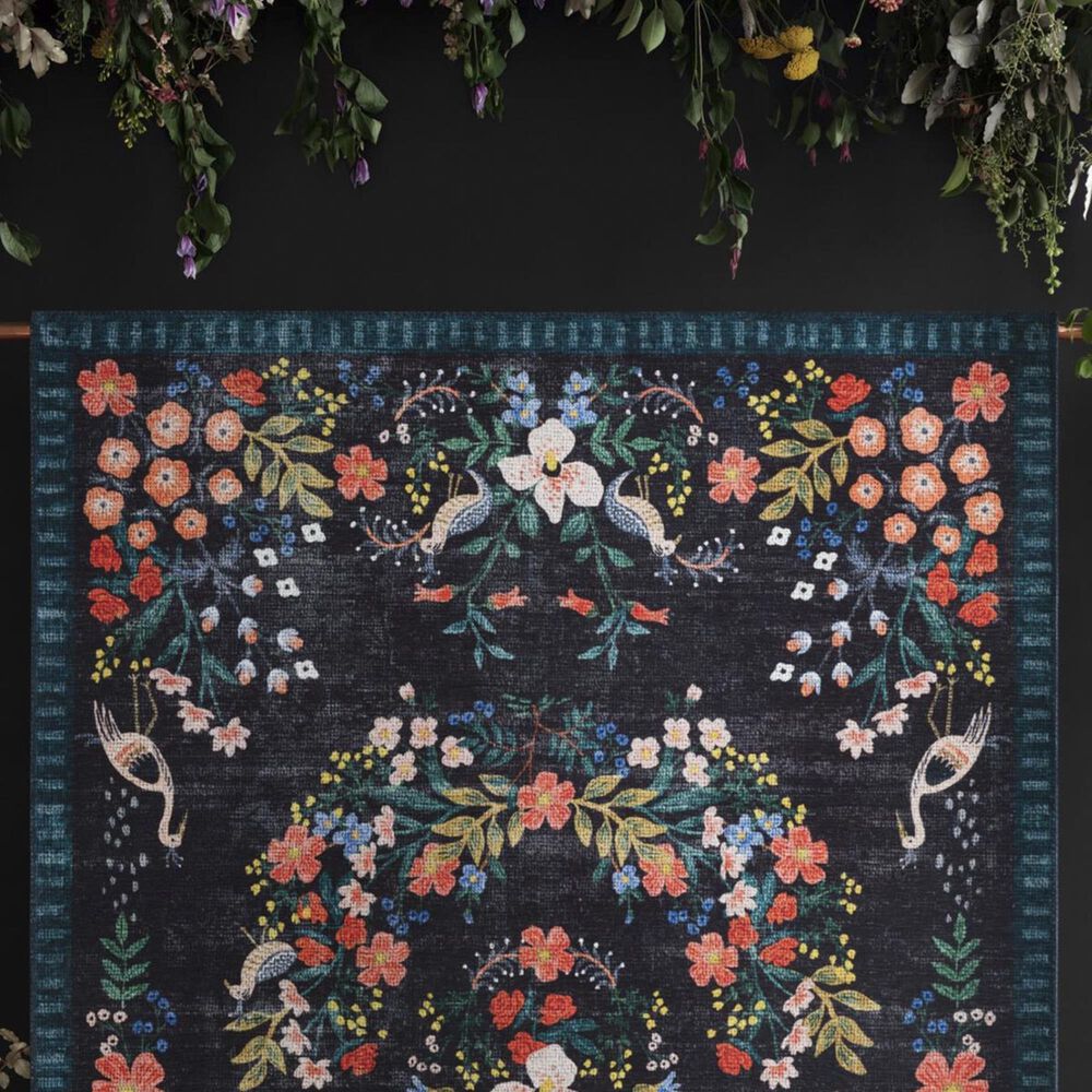 Rifle Paper Co. Palais PAL-03 3&#39;9&quot; x 5&#39;9&quot; Black Area Rug, , large