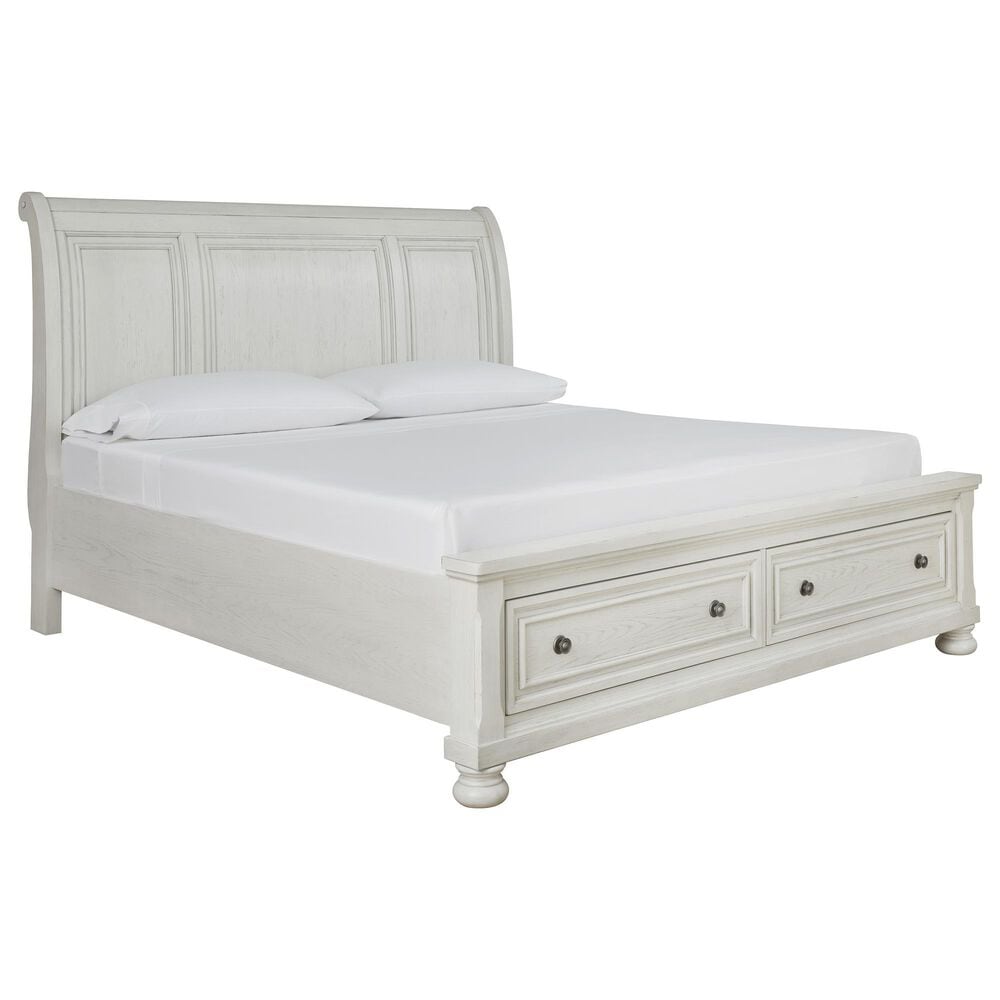 Ashley Robbinsdale King Sleigh Storage Bed in Antique White, , large