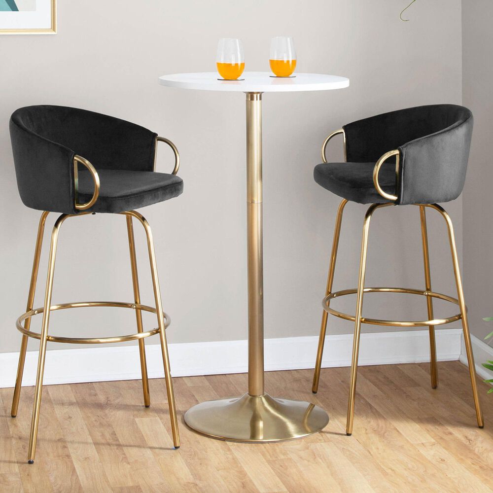 Lumisource Claire Barstool with Black Cushion in Gold &#40;Set of 2&#41;, , large