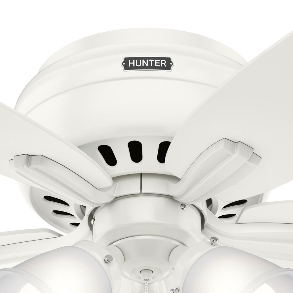 Hunter Newsome Low Profile 42&quot; Ceiling Fan with Clear Frosted Lights in Fresh White, , large