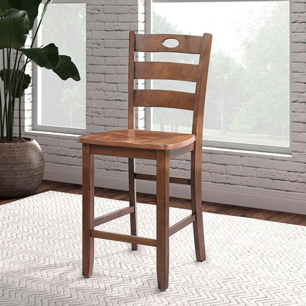 Furniture of America Lubbock 5-Piece Counter Height Dining Set in Walnut, , large