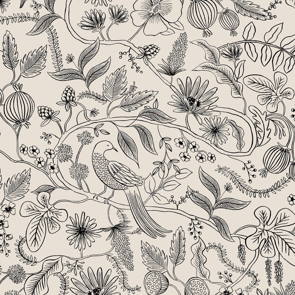Rifle Paper Co Crafted by Cloth &amp; Company Elly Twin Headboard in Aviary Black/Cream, , large