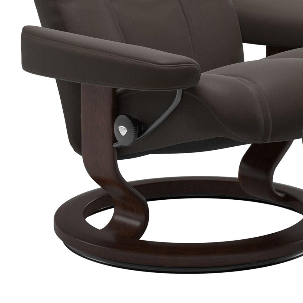 Stressless Wing Small Classic Glider Chair and Ottoman with Brown Base in Paloma Chestnut, , large