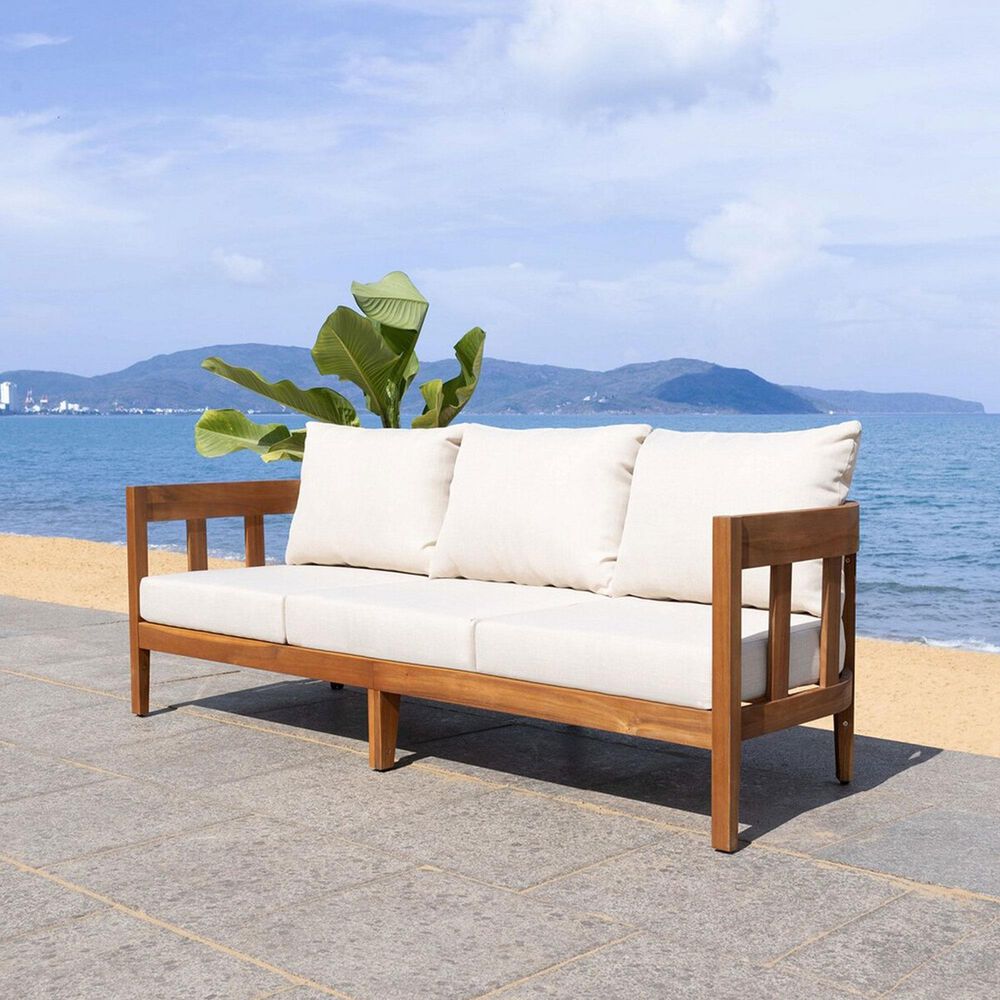 Safavieh Owen 3-Seater Outdoor Sofa in Taupe, , large