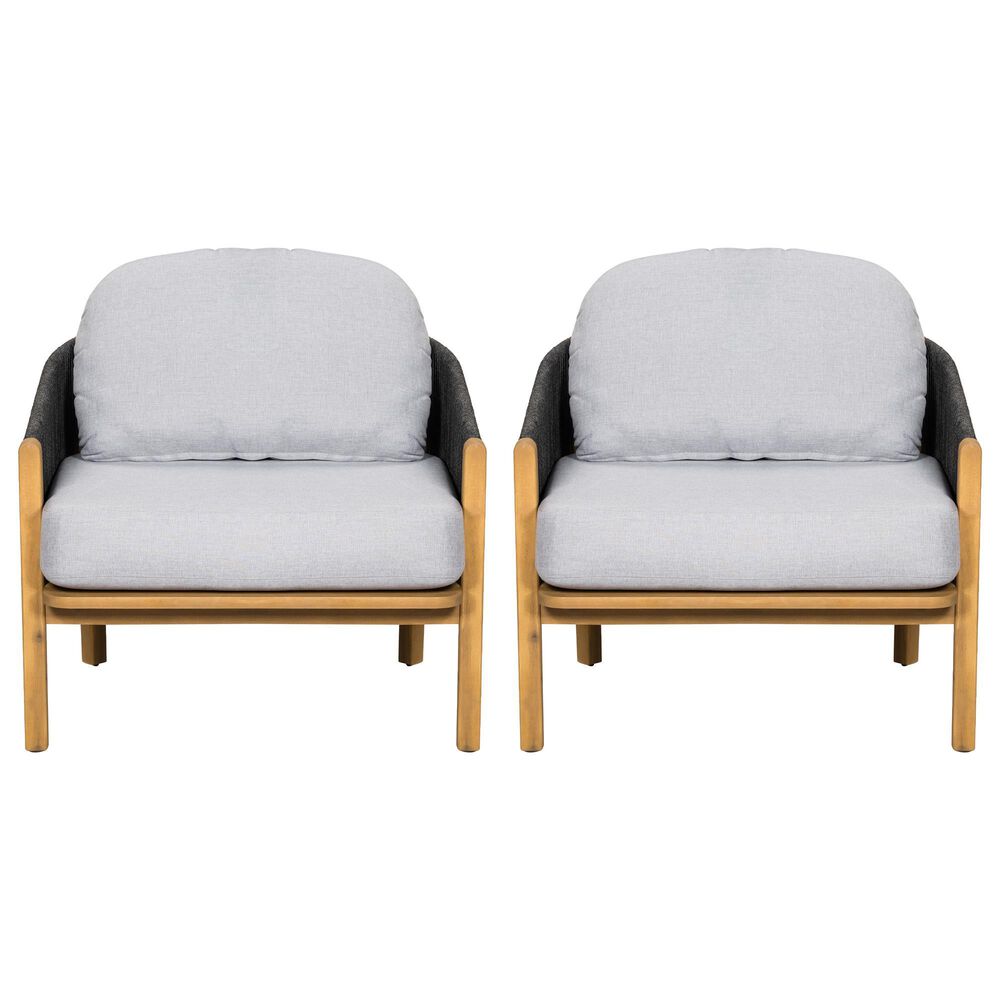Hearth and Haven Grotta Outdoor Club Chair with Light Teak Frame in Gray (Set of 2), , large