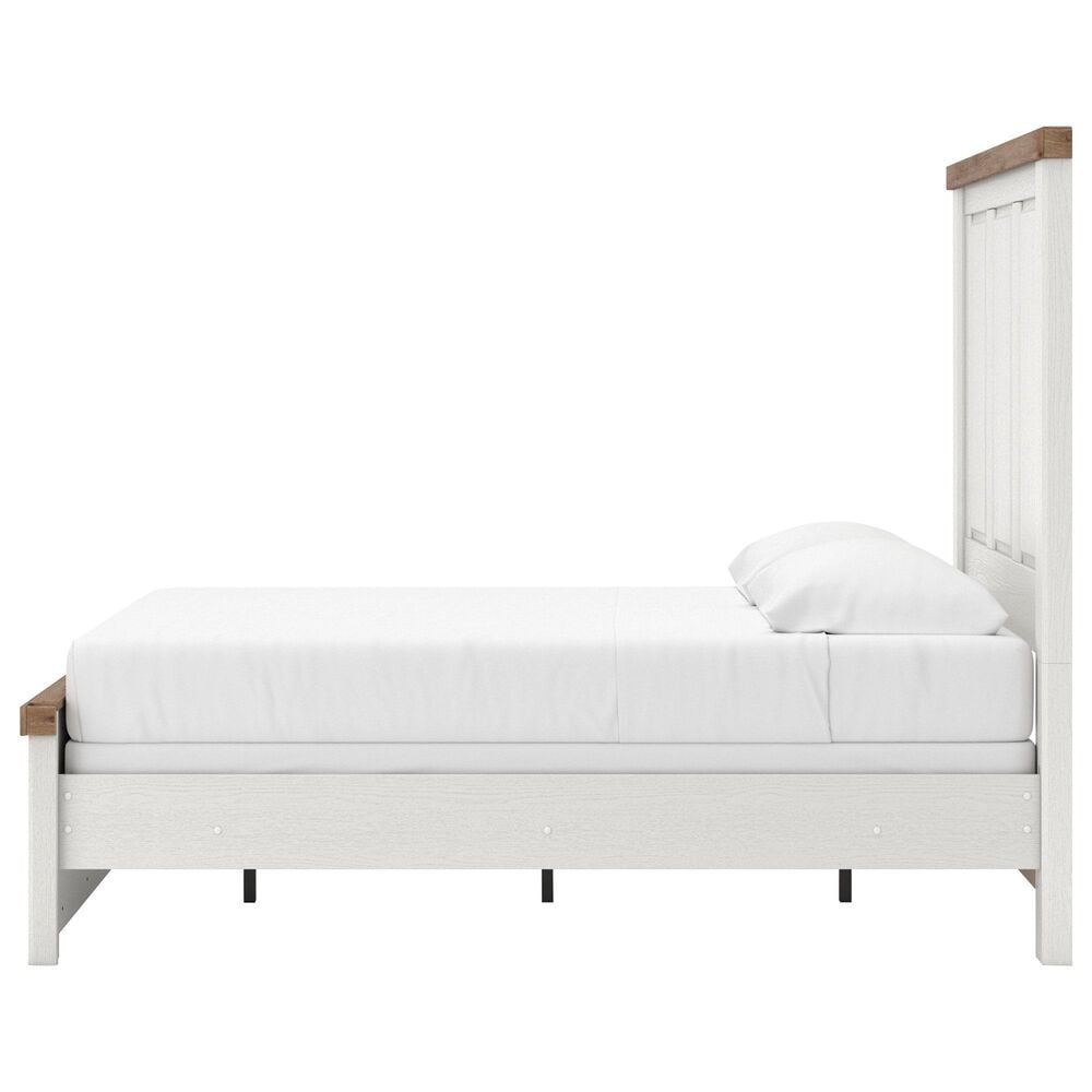 Ashley Savonport Modern Farmhouse Full Panel Bed in White and Brown, , large