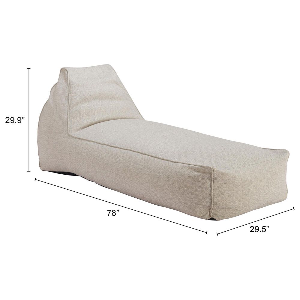 Zuo Modern Kalm Patio Chaise Lounge Chair in Beige, , large