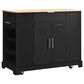 HOMLUX 47" Fluted Kitchen Island with Trash Can Storage Cabinet in Black and Natural, , large