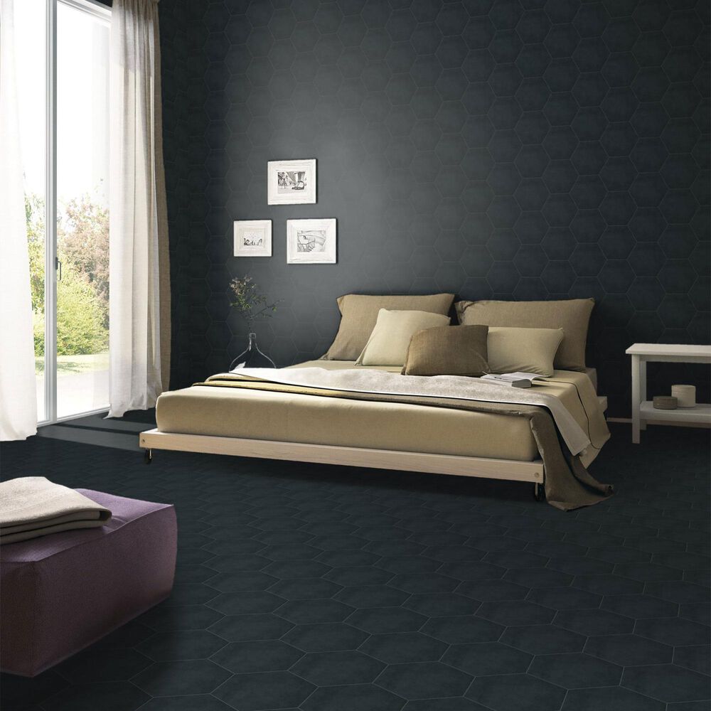Dal-Tile Bee Hive Medley Black 8.5&quot; x 10&quot; Hexagon Porcelain Tile, , large