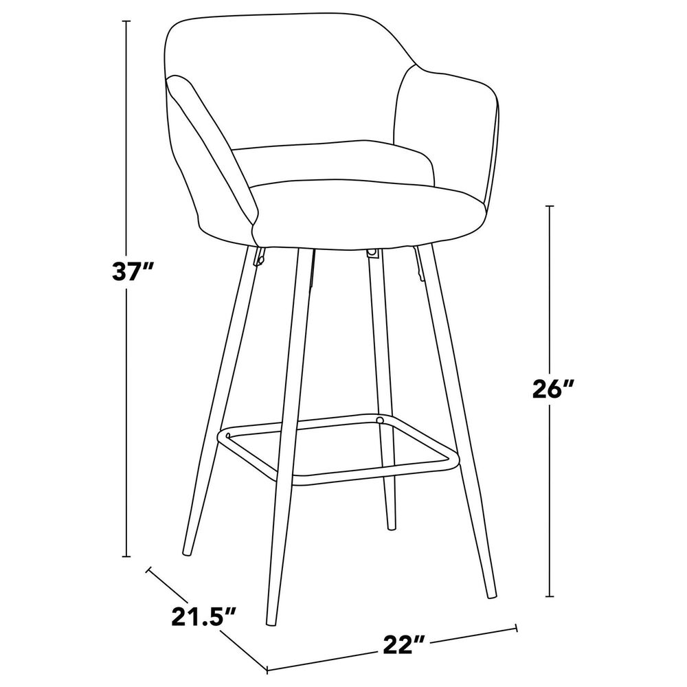Lumisource Margarite Counter Stool with Brown Cushion in Black &#40;Set of 2&#41;, , large