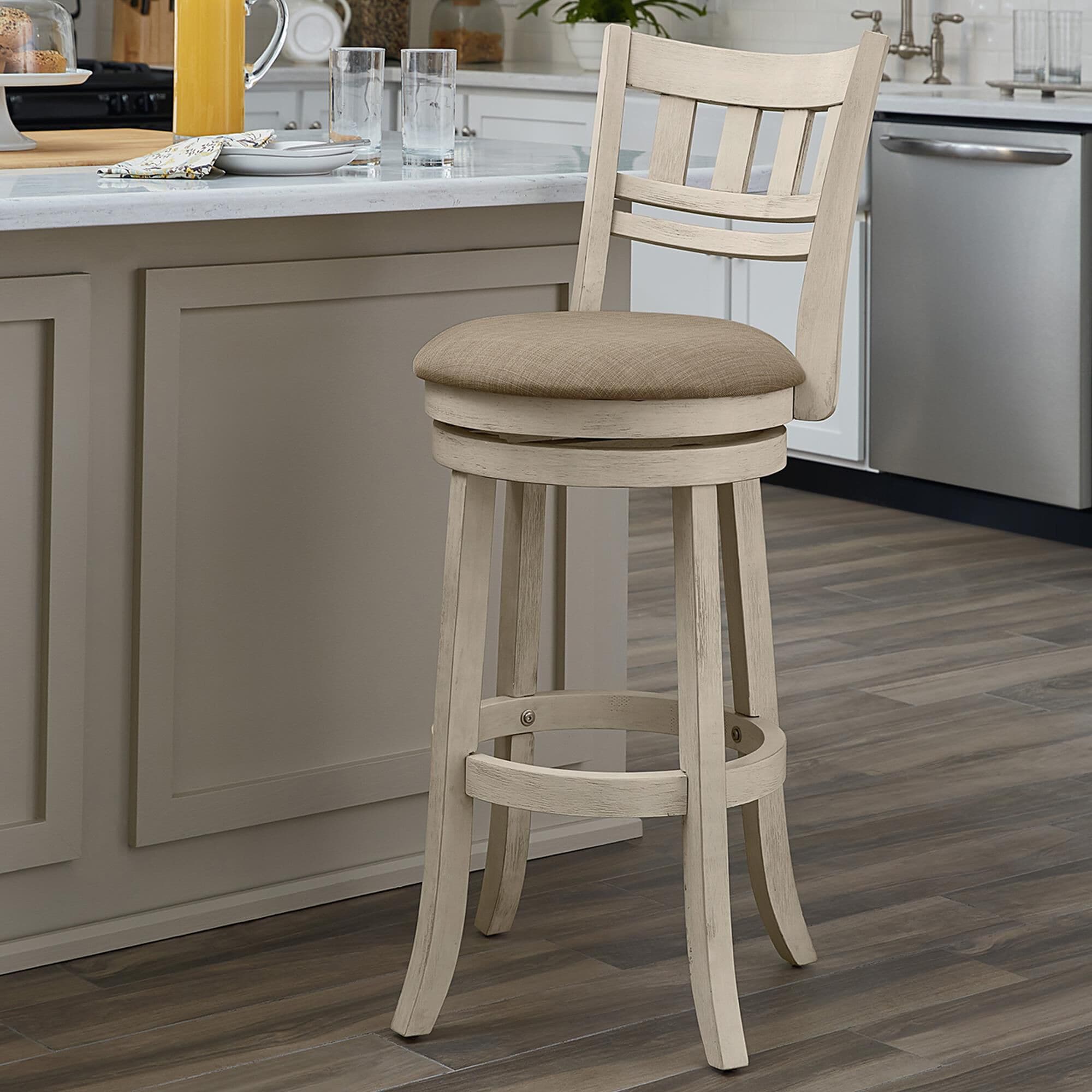 Antique white deals bar stools kitchen