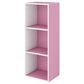 HOMLUX 3-Tier Bookcase with Decorative Open Shelves in White and Pink, , large