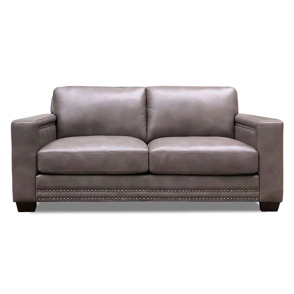Back Nine Leather Belmont Leather Loveseat in Chatham Gray, , large