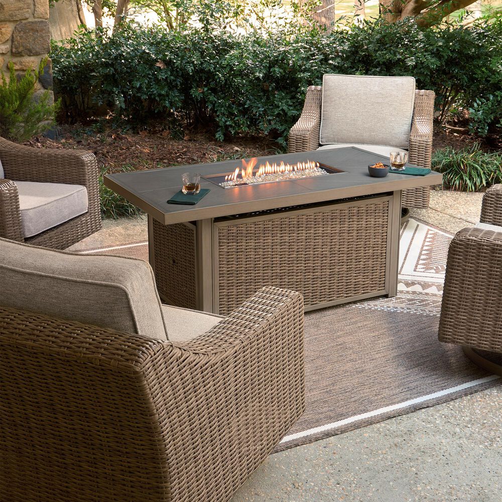 Ashley Laguna Heights Rectangular Fire Pit Table in Beige, , large