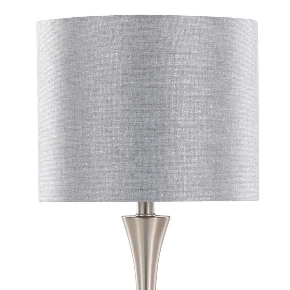 LumiSource Lenuxe 25" Metal Table Lamp with Grey Linen Shade in Brushed Nickel (Set of 2), , large