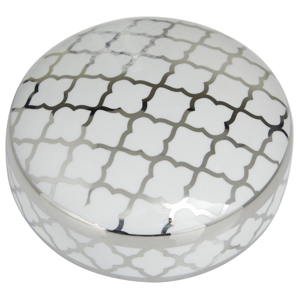 Maple and Jade 2-Piece Jar Set with Geometric Accents in Glossy Silver and White, , large
