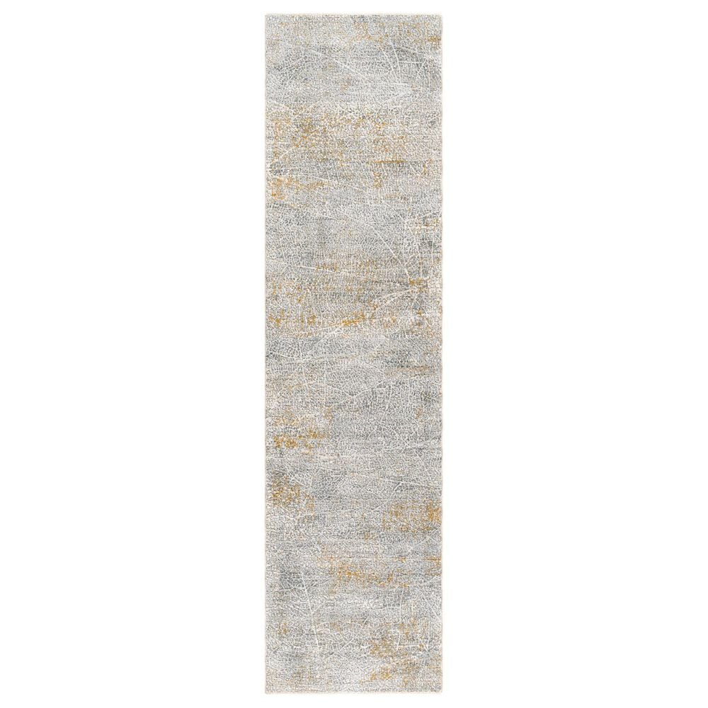 Surya Dresden Medium Gray, White, Light Slate, Gray, Mustard and Denim 2"7" x 7"3" Runner, , large