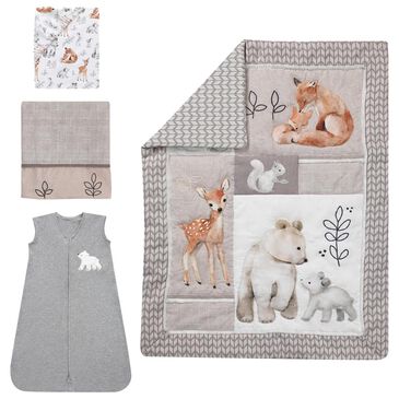Lambs and Ivy Animals 4-Piece Nursery Crib Bedding Set in Beige, , large