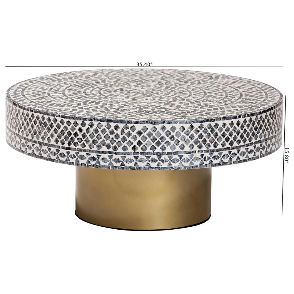 Baxton Studio Idra Coffee Table in Black, White and Gold, , large