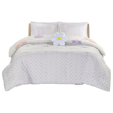 Hampton Park Gracie 4-Piece Full/Queen Comforter Set in White and Purple, , large